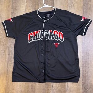 NBA Black and Red Chicago Button-Up Jersey